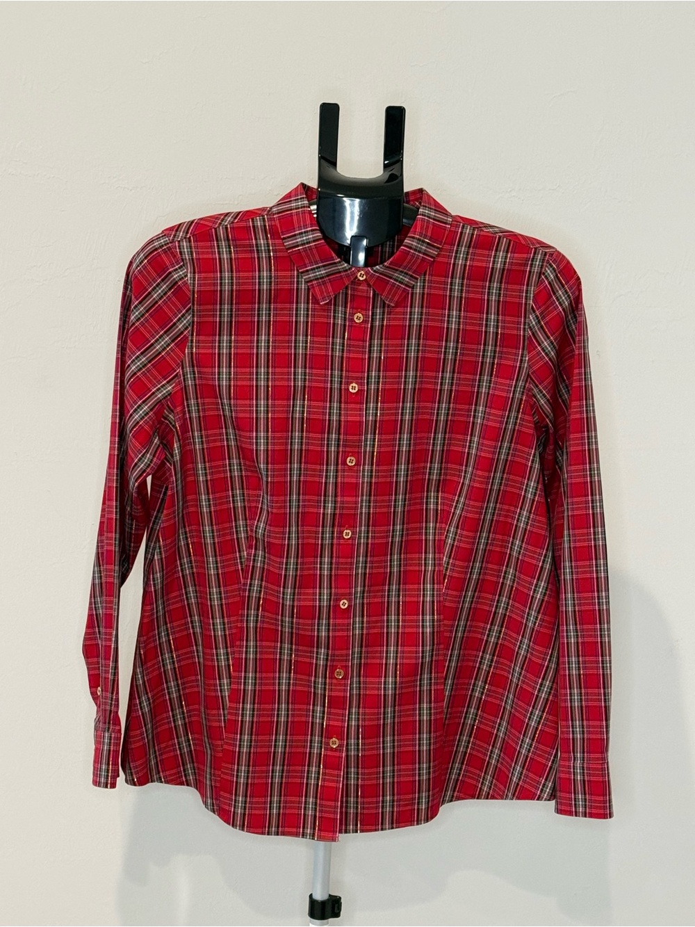 Talbots Red Plaid Button-Down Shirt